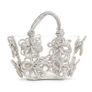 2900 Clear Flower Rhinestone Handbag Crystal Evening Purses with Handle